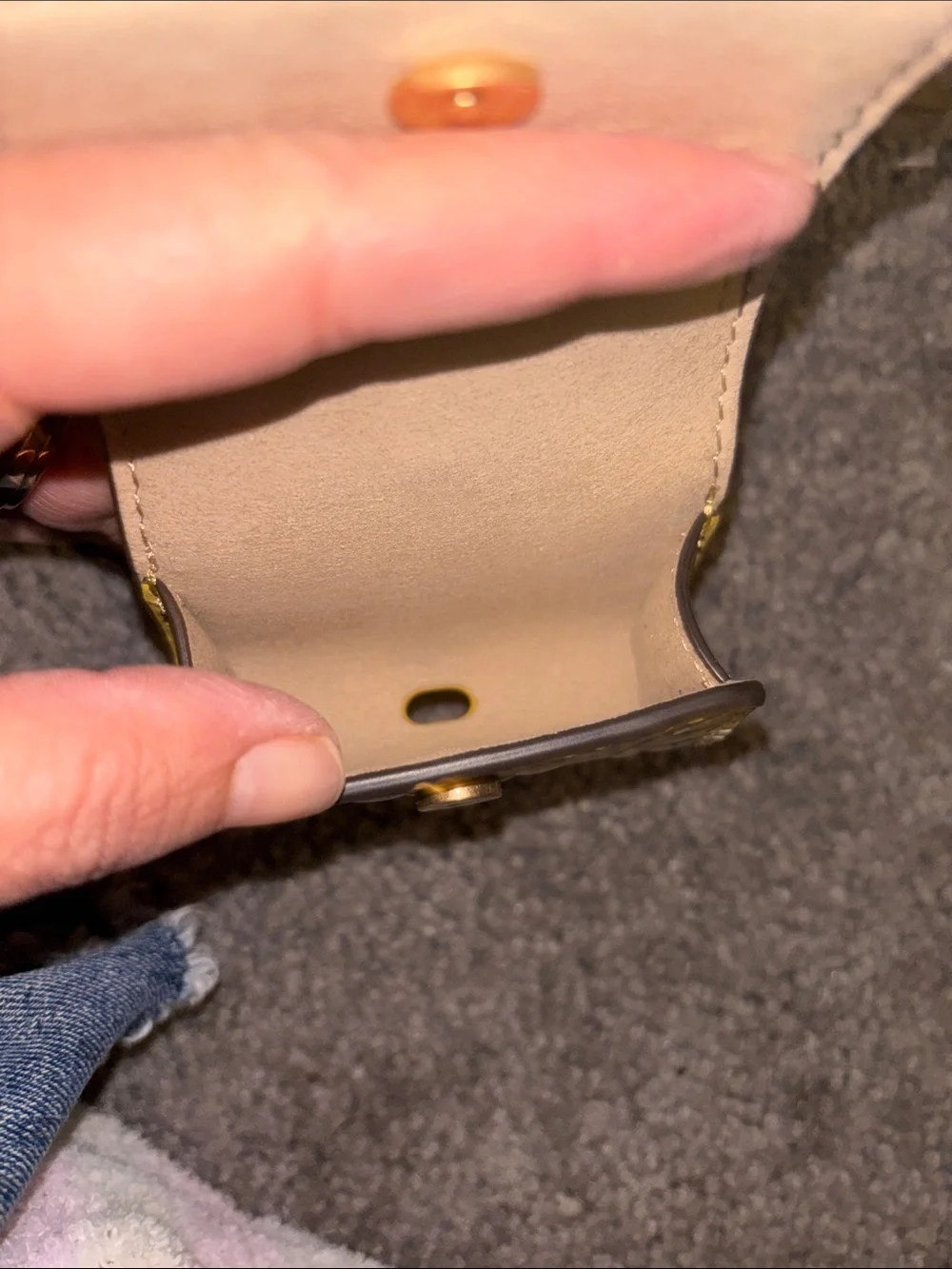 Tory Burch Yellow Leather Air Pod case. - Picture 7 of 7